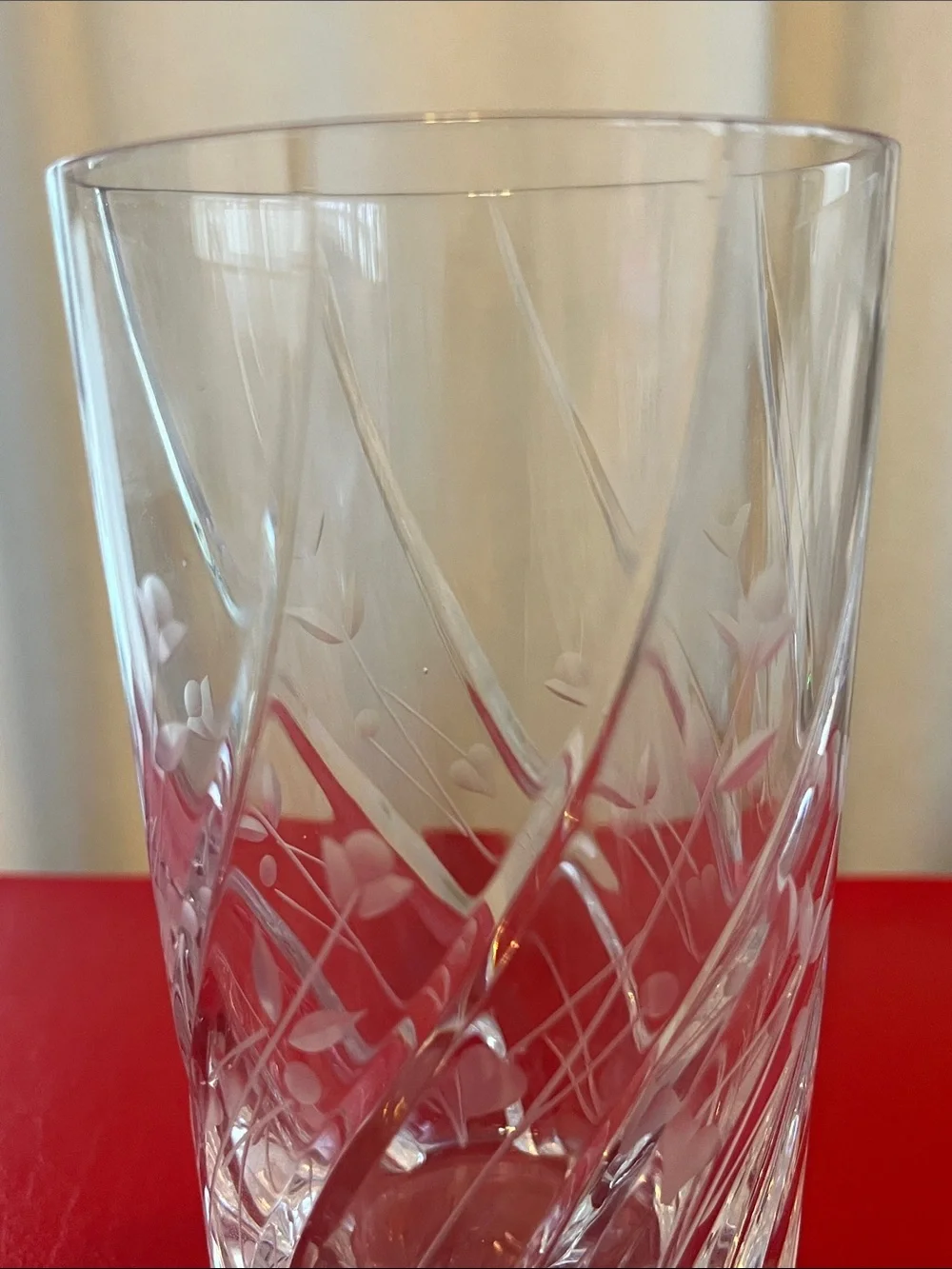 Mikasa English Garden Pattern Crystal Clear Highball Glasses 5 3/8” Etched